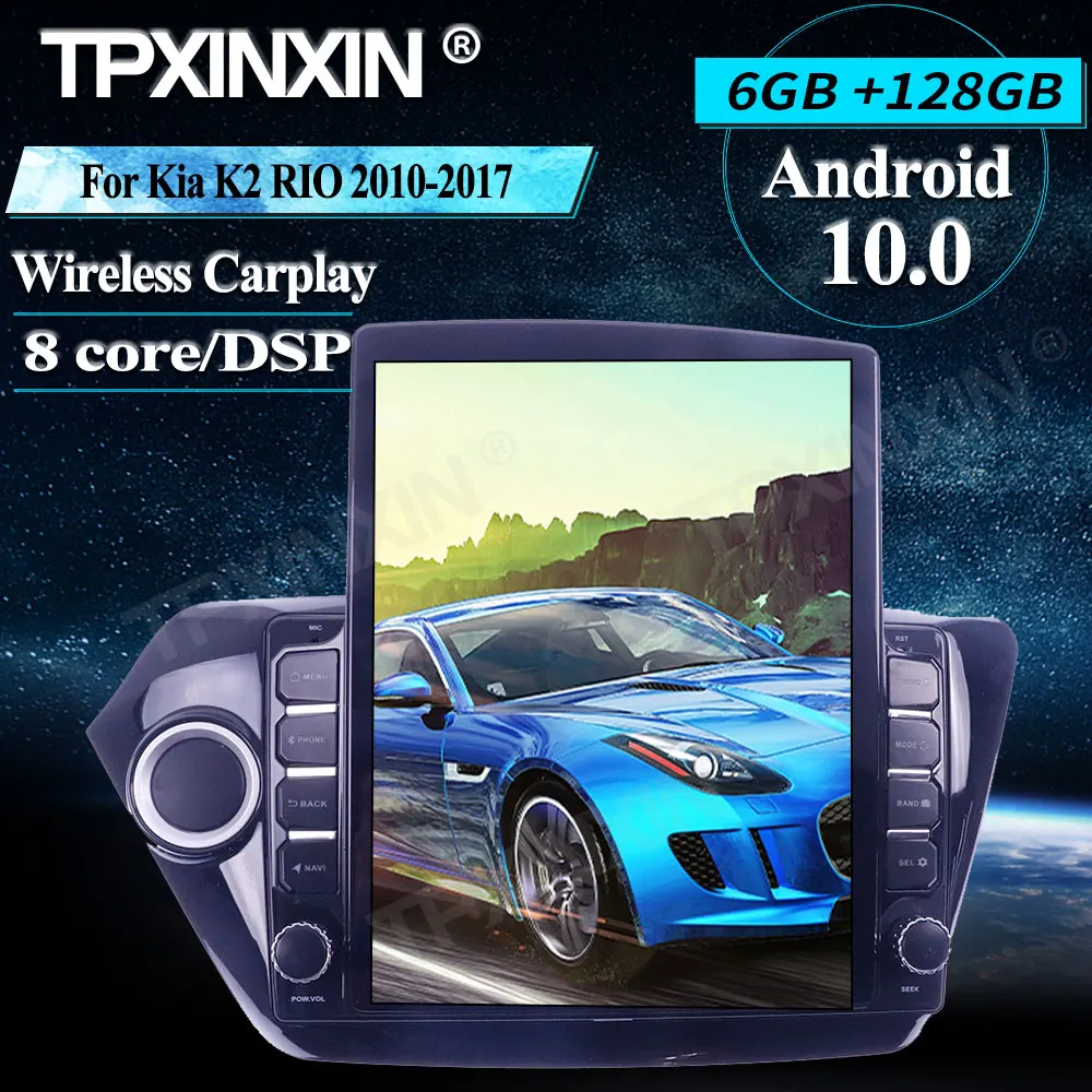 저렴한 기아 K2 리오 2010-2017 용 안드로이드 10 128G 무선 카플레이 터치 스크린 스테레오 수신기 자동차 GPS 네비게이션 라디오 플레이어 라디오