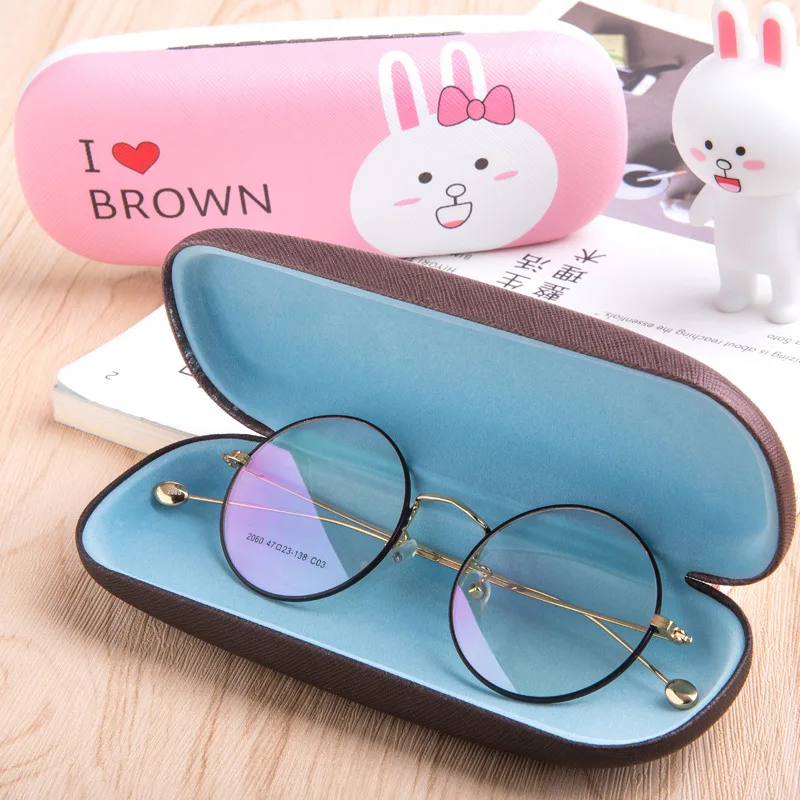 

High Quality Cute Cartoon Optical Glasses Frame Box PU Matel Hard Cover Eyeglasses Protector Spectacel Eyewear Case For Student
