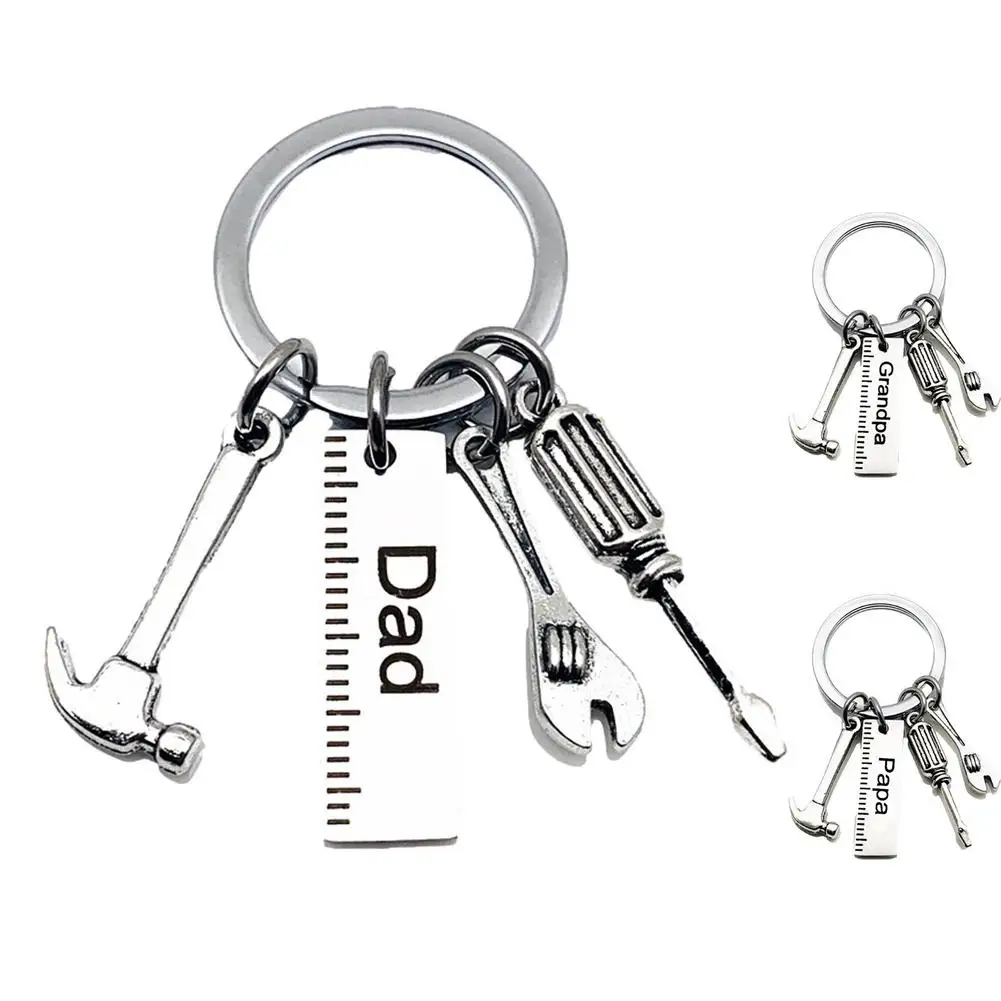 

Fashion Dad Letters Keychains Creative Hammer Screwdriver Wrench Keyring Handbag Decor Tassel Hanging Pendant Father's Day Gifts