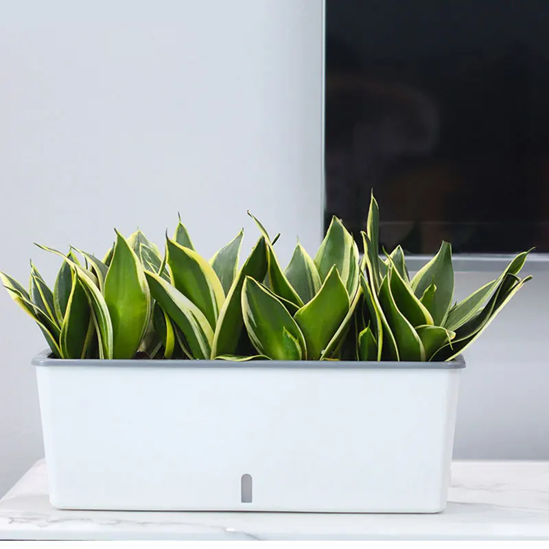 

Self-Watering Planter Pots Long Strip Double Layer Flower Pot for Indoor Home Garden Modern Decorative GQ