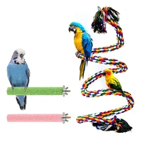 parrot hanging nibble toys parrot colored budgie chew rope rotating ladder bird cage pet stand training swing accessories