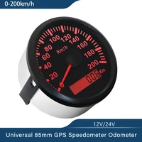 universal 85mm gps speedometer gauge 120kmh 200kmh for car truck boat motor auto with red backlight 12v 24v with gps antenna