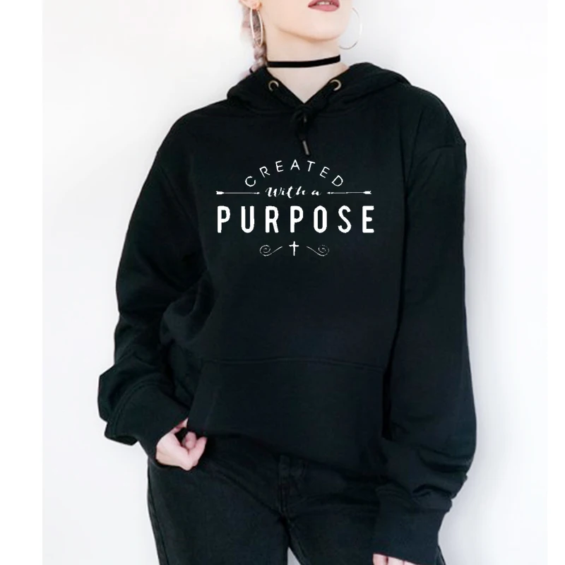 

Created with A Purpose Jesus Cross Women Fleece Hoodies Religious Winter Pullover Bible Verse Clothes Chuch Tops Dropshipping