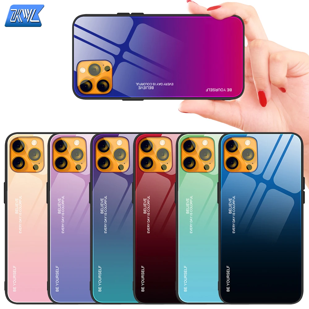 

Новинка 2021, чехол KL для iphone 11, 12, 13, чехол для iphone 6, 7, X, XR, XSMAX, 11, стеклянный нескользящий износостойкий градиентный цветной Рождественский чех...