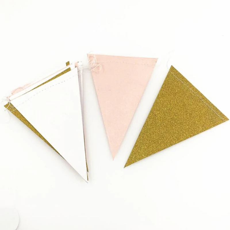 Стойкий Розовый Белый Золотой флаг сюрприз баннеры блестящий бумажный перьевой