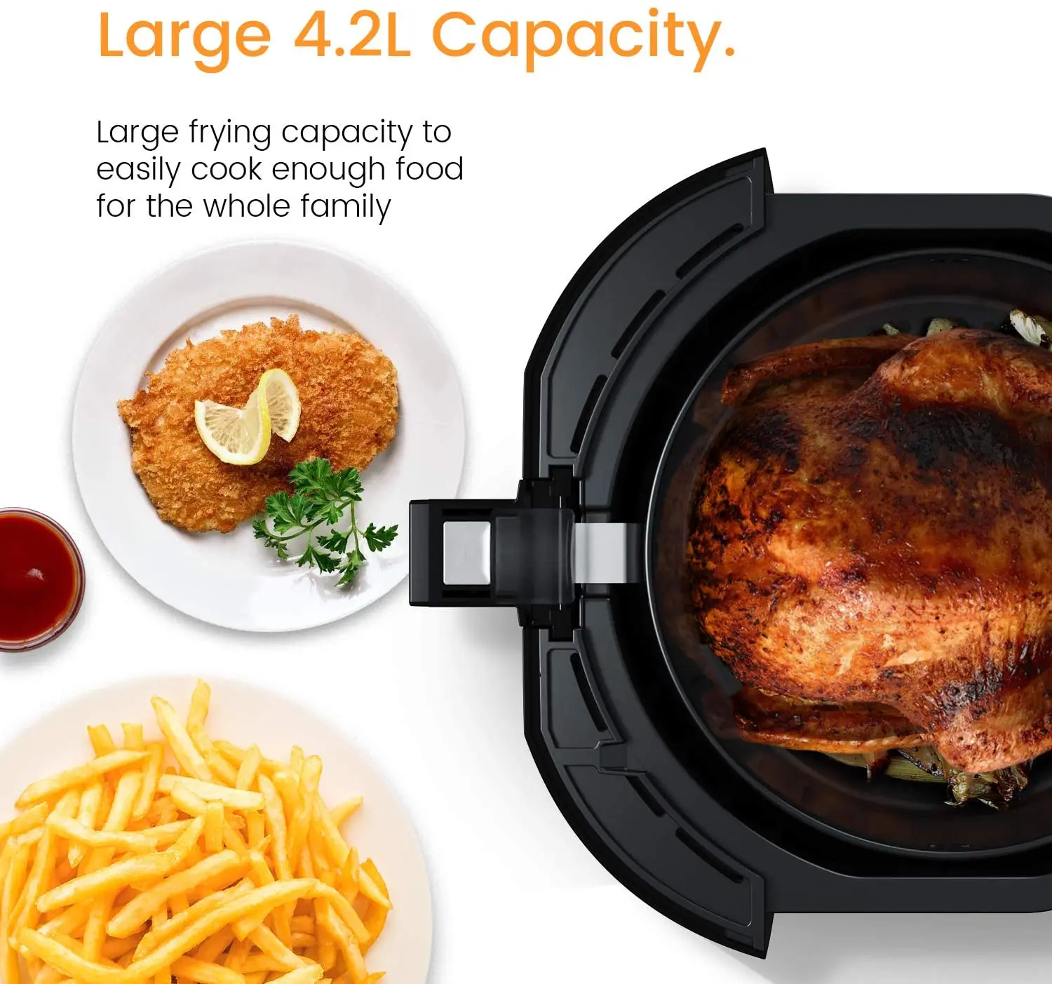 

Pro Breeze 4.2L Air Fryer 1400W with Digital Display, Timer and Fully Adjustable Temperature Control for Healthy Oil Free CF52