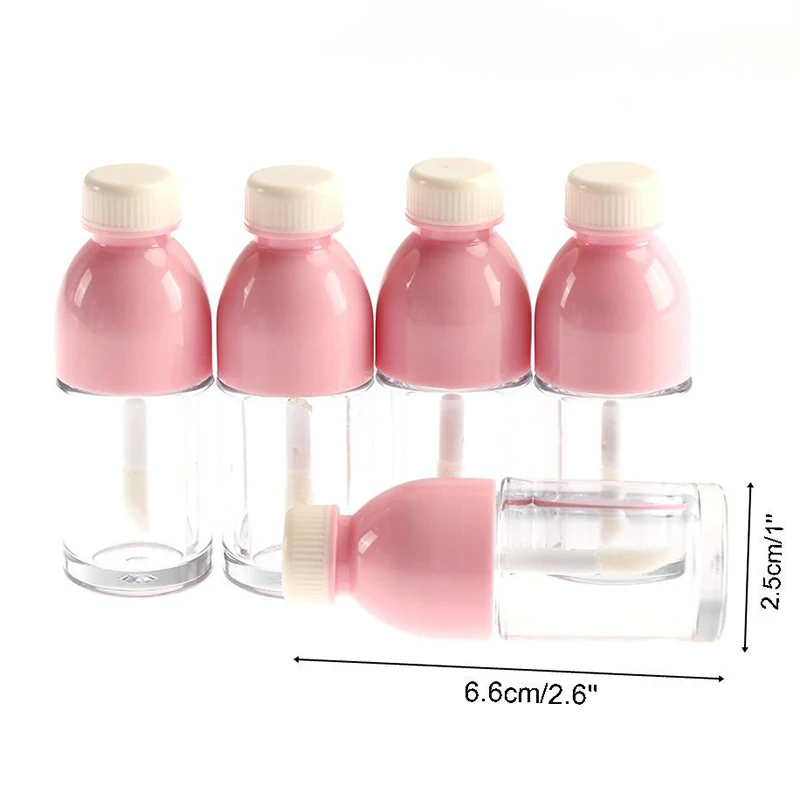 

5 Pcs Creative Beverage Bottle Shaped Empty Lip Gloss Tube Containers Clear Mini Refillable Lip Balm Bottles With Rubber Inserts