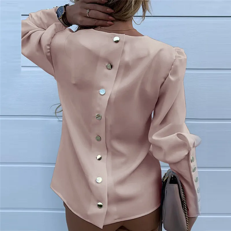 Женские свободные повседневные блузки новые модные топы с круглым вырезом и