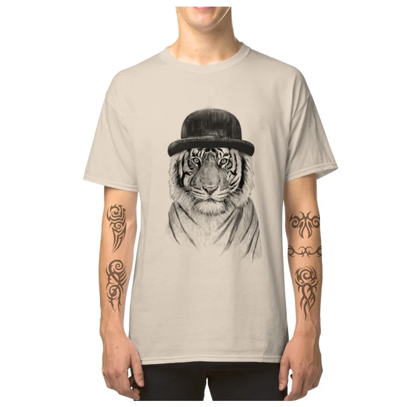 Шикарный тигра модные футболки для мужчин 80s ретро Стиль T рубашка Slim Fit 100% хлопок