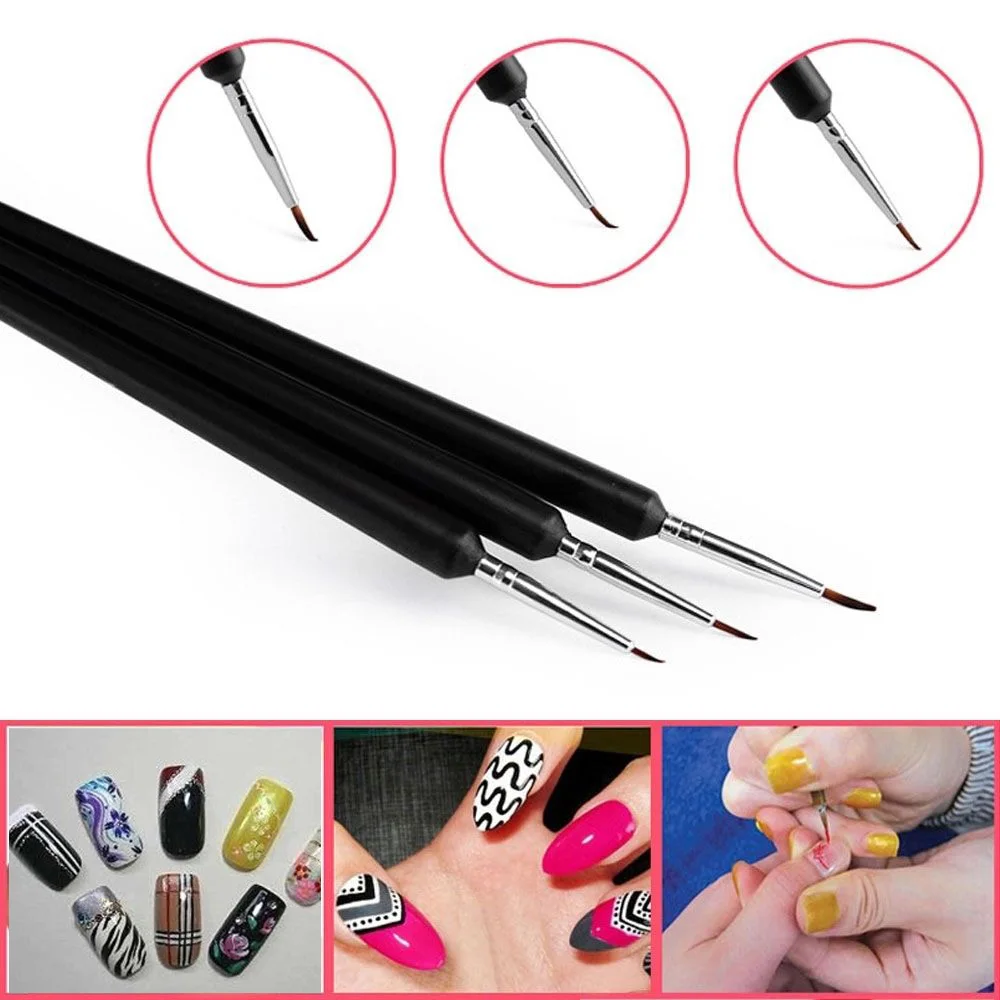 3 шт. кисти для нейл-арта черные рисования полировки ногтей | Красота и здоровье