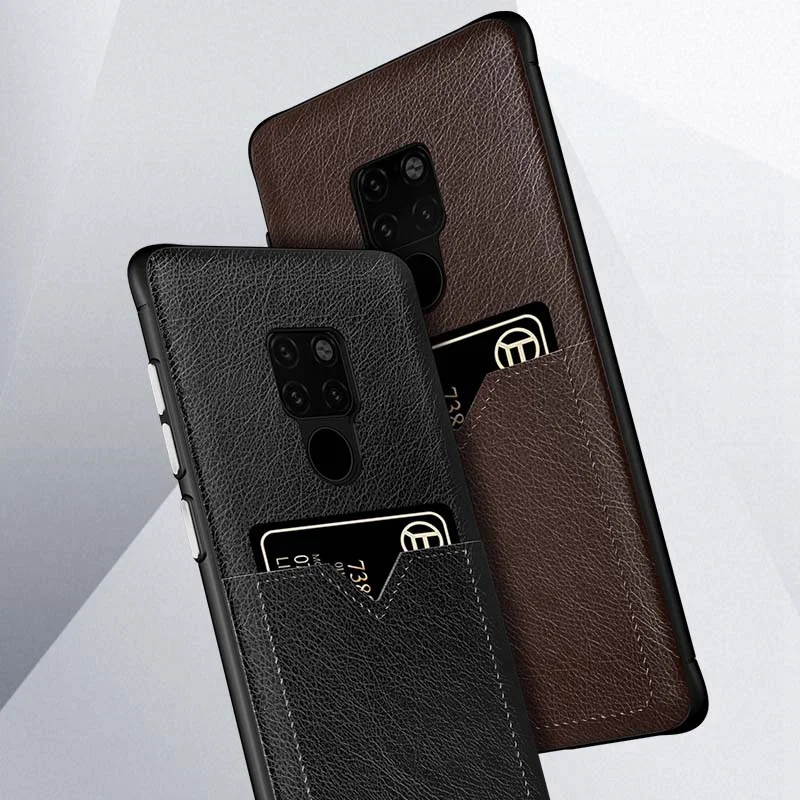 

Luxury Case for Huawei Mate 20 Case Soft Frame Back Cover for Huawei Mate 20 Pro Leather Ultra Slim Card Holder Shockproof Case