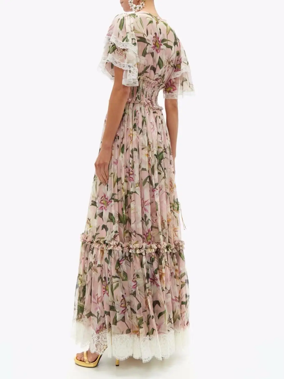 Новое Стильное женское кружевное платье с круглым вырезом и короткими рукавами