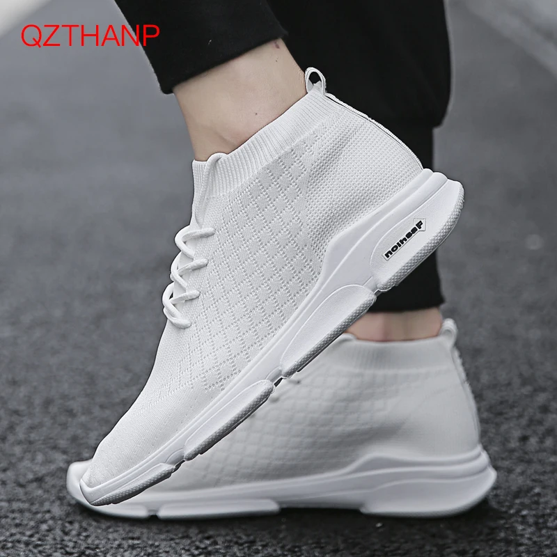 

2018 Men Sneakers High Quality Men Casual Shoes Mesh Breathable Rubber Trainers Flying Fabric Lace Up Flats Shoes High Quality