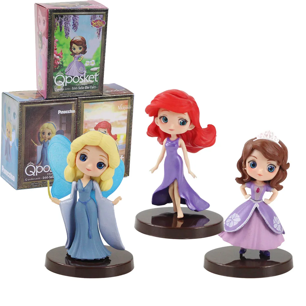 7-8 см 3 шт./компл. QPosket Prince Mermaid Snow White Belle Beauty ПВХ Фигурки игрушки модели куклы |