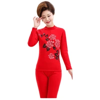 youth clothing lady clothes set winter thermal underwear printing women knitted pullover 2 piece set stretch fleece 399