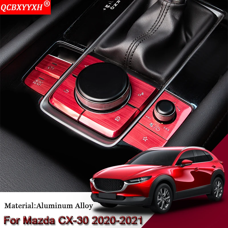 Car Styling Car Moulding Electronic Handbrake Sequins Multimedia Button Hollow Sequins Car Accessories For Mazda CX-30 2020 2021