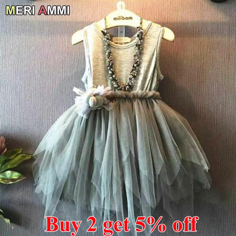 Мери ами детская одежда для девочек Одежда без рукавов Платье-пачка с цветочным