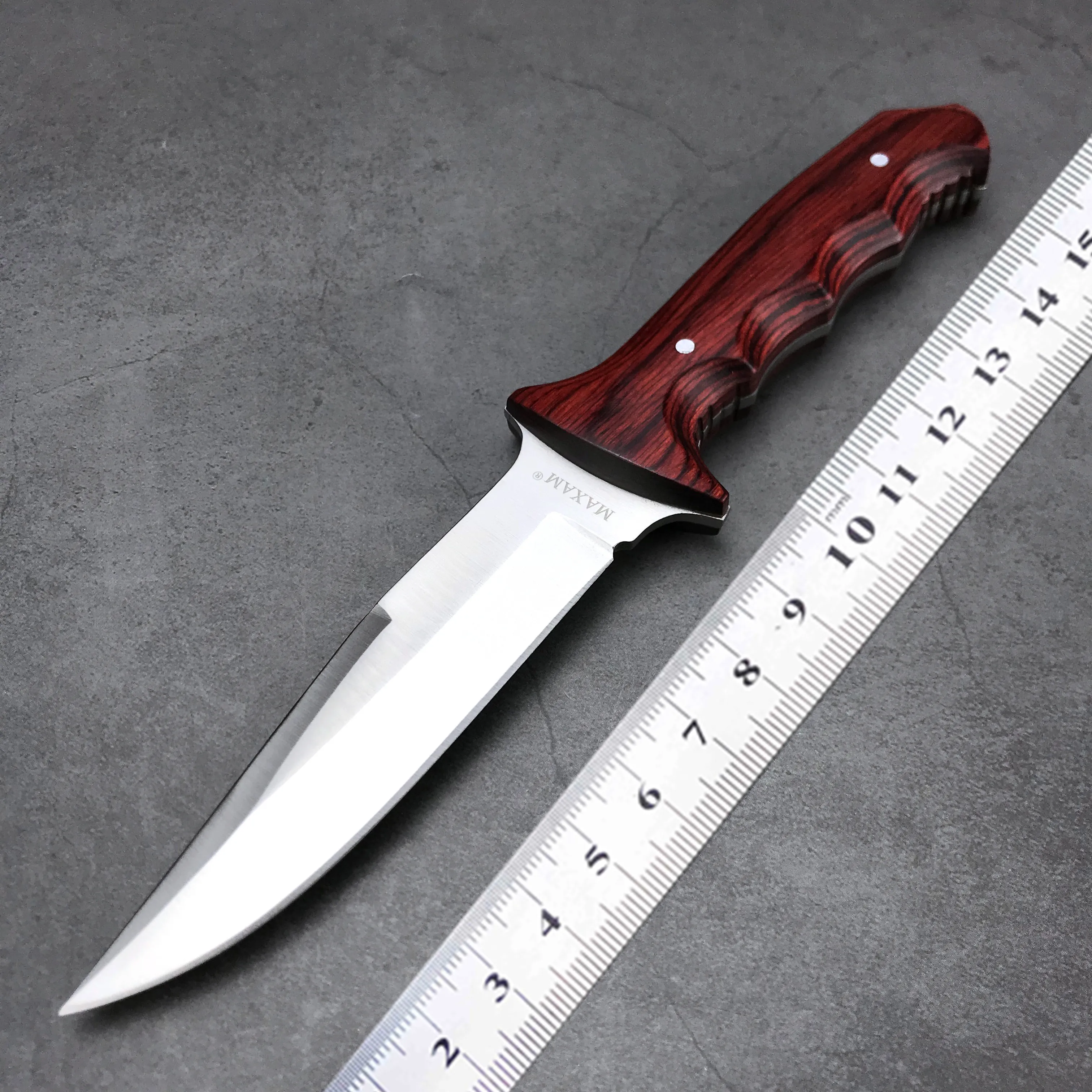 

Japanese 440C Outdoor Self-defence Fishing Knife Color Wood Handle Jungle Hunting Knife Sharp Tactical Knife + Nylon Sheath