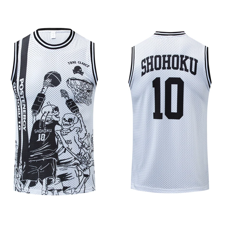 

BG basketball jerseys SHOHOKU 10 jersey Outdoor sportswear training Gym clothes Hip-hop culture movie WHITE