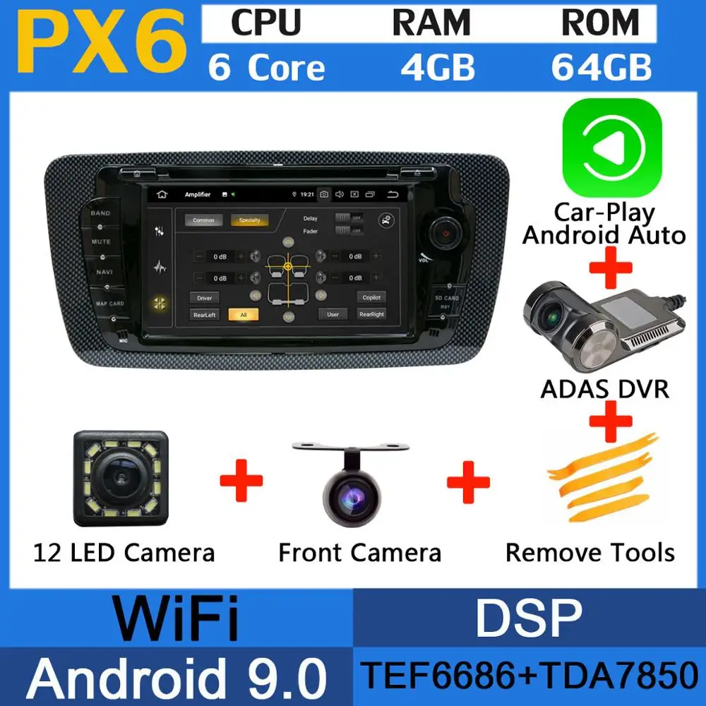 PX6-Adas-Carplay 5 USB порт Android 9,0 PX6/Восьмиядерный автомобильный dvd-плеер для сиденья Ibiza 2009 2010 2011 2012 2013 Автомобильный Радио DSP gps Мультимедиа - Цвет: PX6-Adas-Carplay