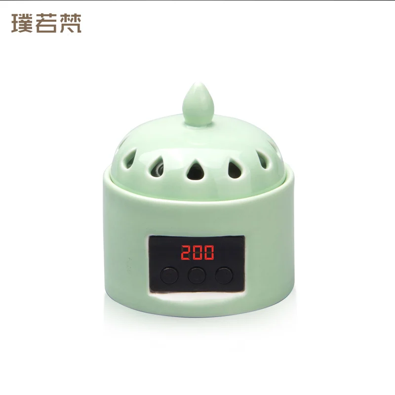 Электрическая керамическая курильница буддистская зеленая портативная