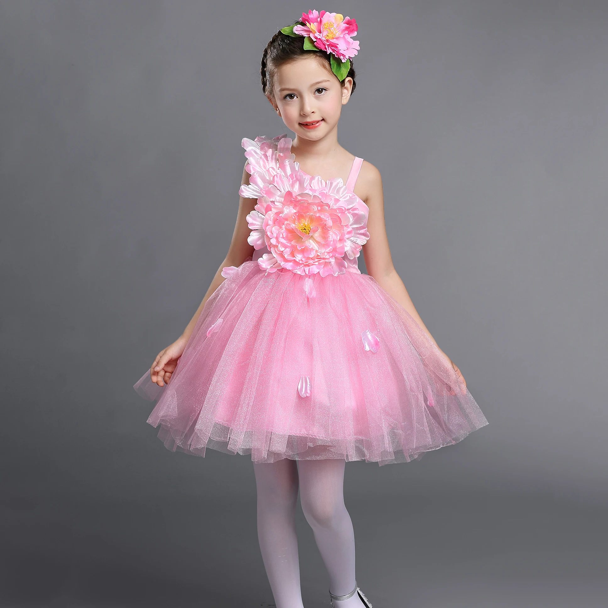 Детское рождественское платье для девочек с асимметричным вырезом и большим