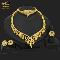 aniid african gold jewelry set 24k indian necklace for womens bridal african earrings wedding rings bracelet luxury brazilian