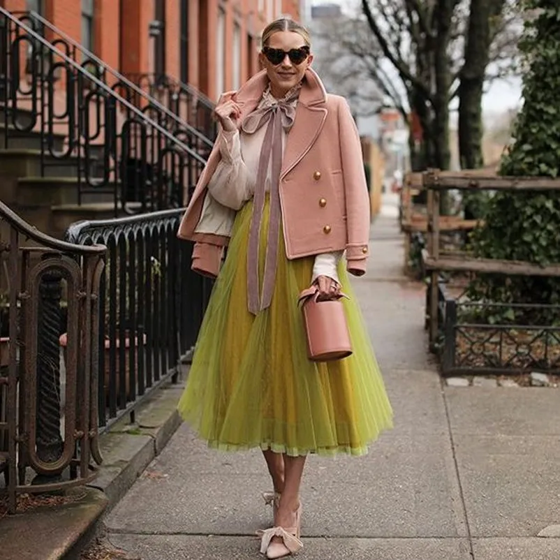 

High Street Lady Tulle Skirts Mesh Skirt Maxi With Lining faldas 2021 Custom Made Women Skirts Tutu