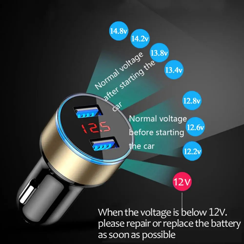 Автомобильное зарядное устройство с двумя USB-портами QC 3 0 и светодиодной