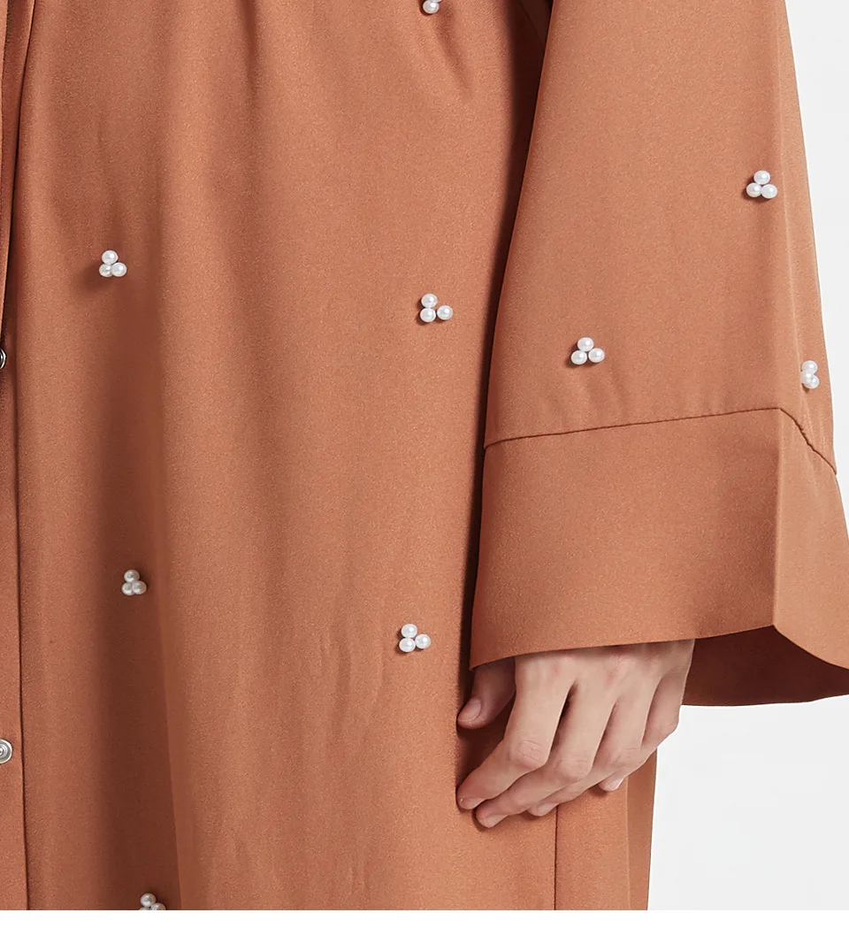 Мусульманское Открытое платье абайя женское элегантное жемчужное Дубай