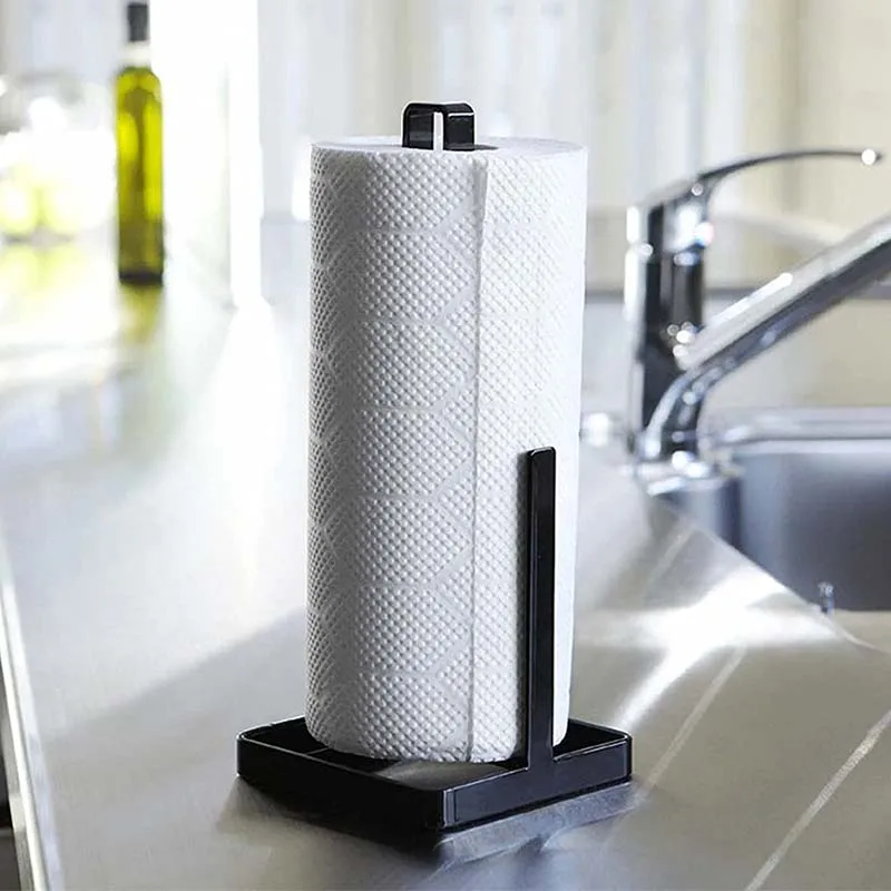 Mental Kitchen Roll Paper Towel Holder Bathroom Tissue Stand Black And White Napkins Rack Home Storage Accessories | Обустройство