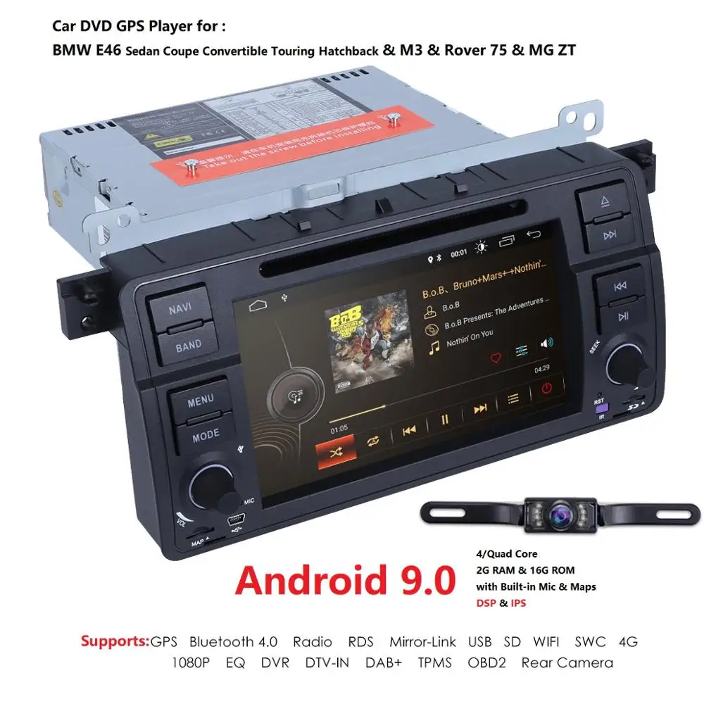 Hizpo 1 Din Android 9 0 автомобильный dvd плеер для BMW E46 M3 с gps Bluetooth Radio RDS USB руль Canbus TPMS 4G