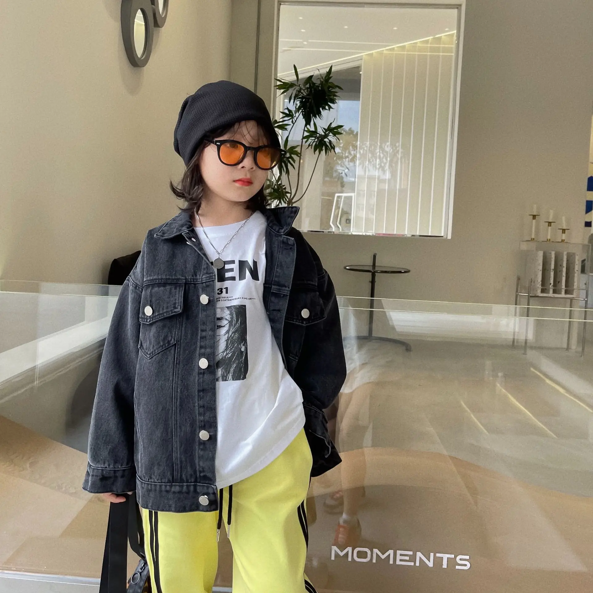 

2021 Autumn Children's Korean Retro Casual Loose Denim Jacket Middle School Children's Coat Fashion