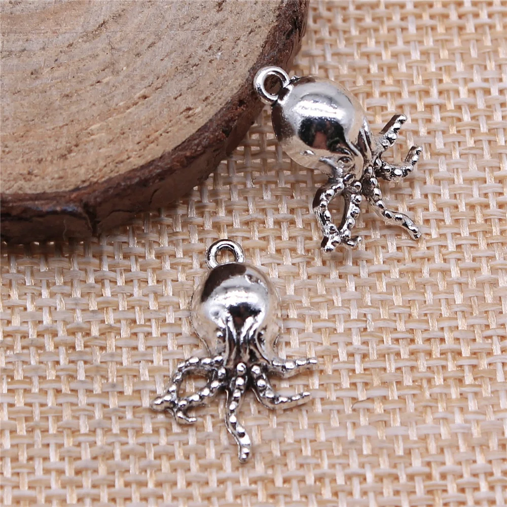 

Charms for Jewelry Making Findings Handmade DIY Craft 20pcs Antique Silver Color 15x21mm Octopus Charms Pendant