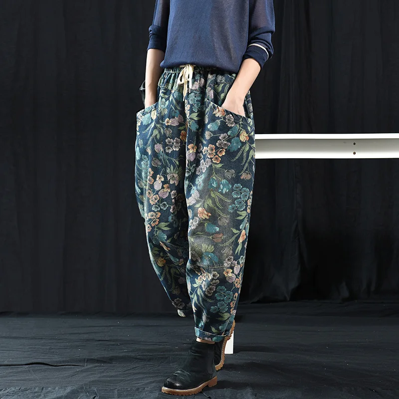 Осенние зимние джинсы женские Ретро эластичные талии свободные 2019 новые с