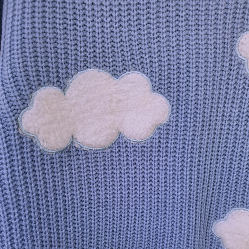 

Women's Cozy Clouds Sweater Cute Cartoon Long Sleeve Crew Neck Pullover Jumper Fall Winter Knit Tops /