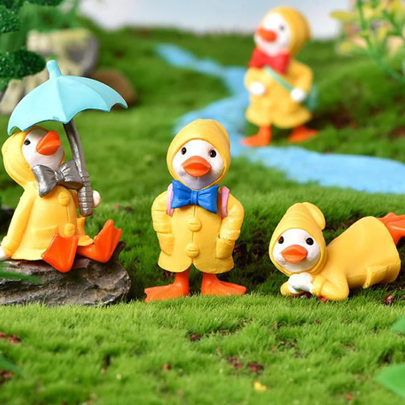 

4Pcs Cute Duck Miniatures Figurine Fairy Garden Micro Landscape Home Decor Decorations for Home