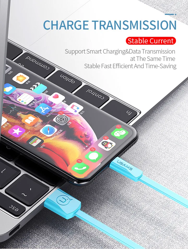 3 шт./партия кабель для мобильного телефона для iPhone 7 plus, USAMS USB кабель для передачи данных для iPhone X 8 7 6 5S se кабель для зарядного устройства для iPad 8-контактный кабель