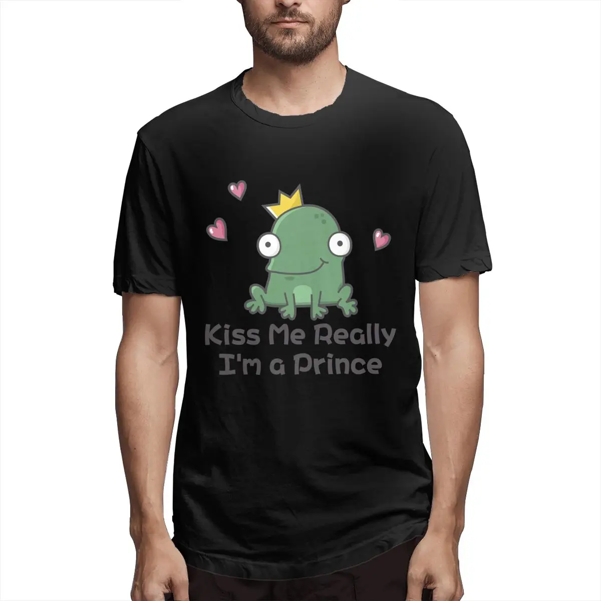 Мужская летняя футболка с коротким рукавом и надписью Kiss Me very I'm A Prince|Мужские