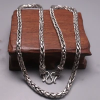 S925 Sterling Silver Necklace Women Men Luck Hollow Wheat Foxtail Chain Necklace 5mmW 22inch 55-57g