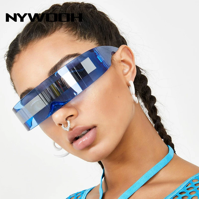 NYWOOH Future Wrap Around Goggle женские и мужские солнцезащитные очки странные Сиамские