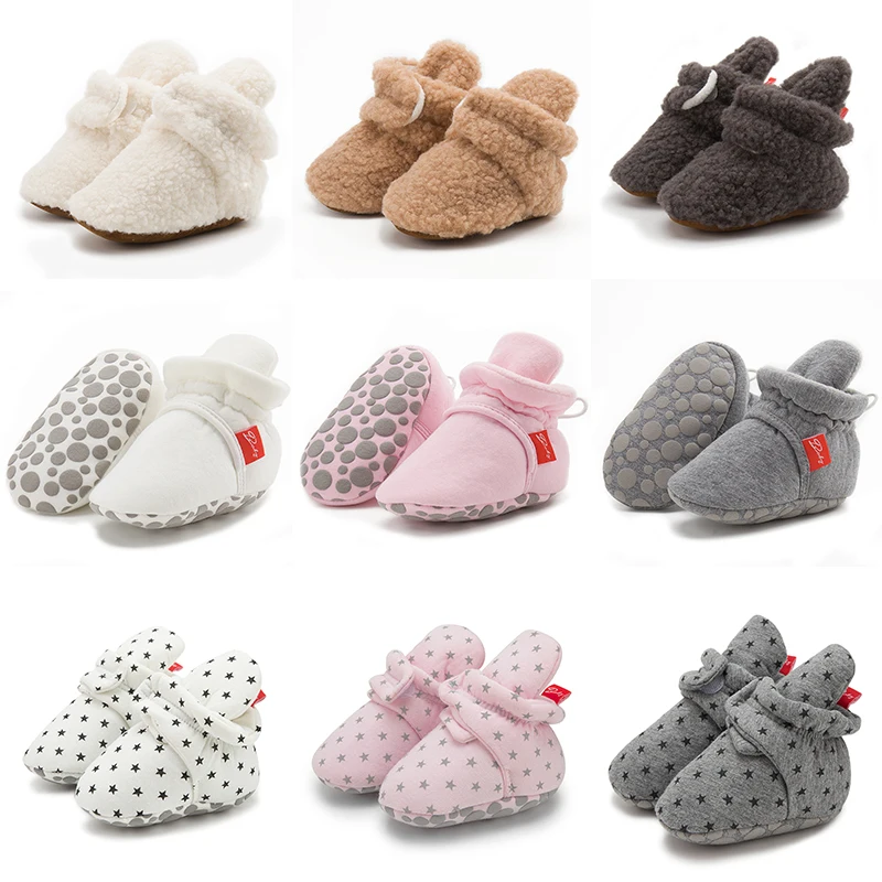 0-18M Winter Baby Girls Boys Boots Warm Shoes New Born Toddler Shoes First Walkers Fluff Soft Sole Non-slip Snow Socks Moccasins