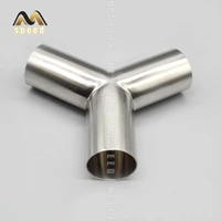 304 stainless steel sanitary grade y type three way welded pipe universal exhaust pipe welded muffler connection pipe fitting