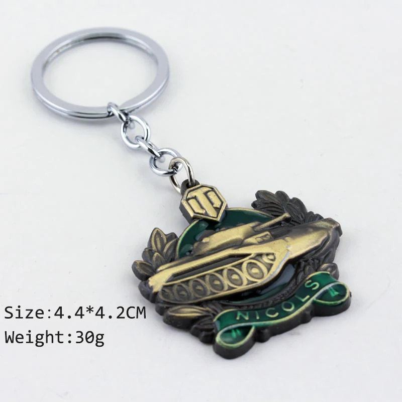 

ZXMJ World of Tanks Keychain Keyring Game WOT Dumitru Nicols Metal Tank Weapon Keychains Holder Gift Jewelry Chaveiro For Men