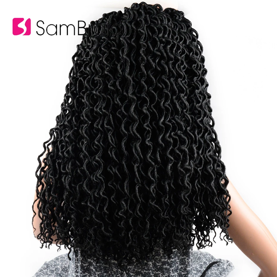 SAMBRAID 24 корня/Упаковка 18 дюймов Faux locs Curly волосы на крючках косички синтетические волосы дреды волосы для наращивания косички волосы