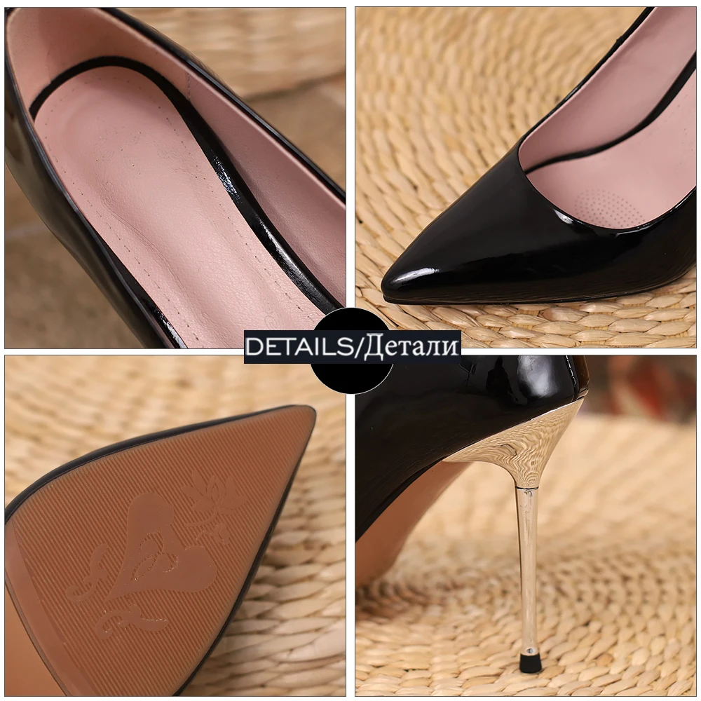 

WETKISS Black Thin Heels Pumps Sexy Stiletto High Heels Shoes Woman Pointed Toe Shallow Fashion Ladies Party Shoes Big Size 46