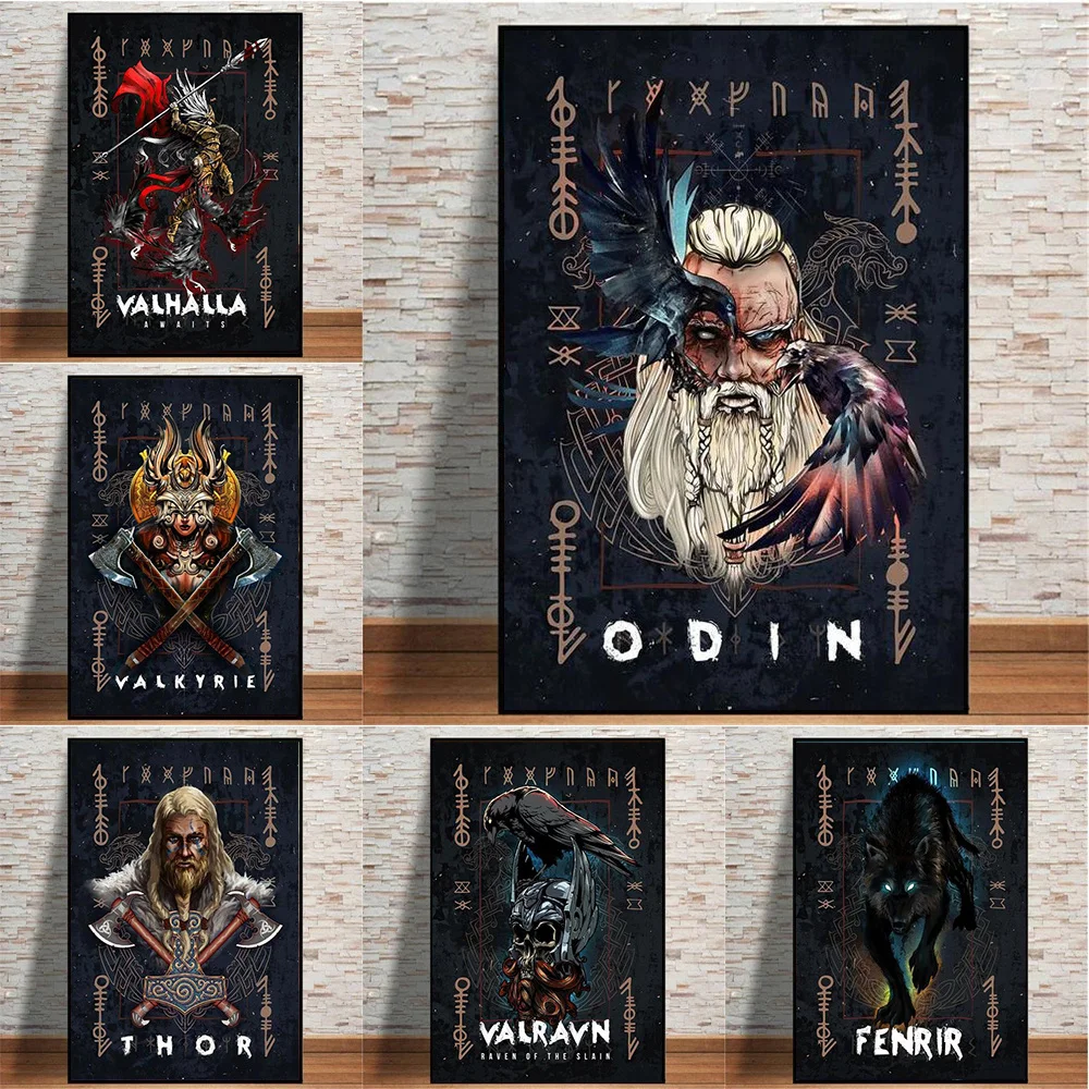 

Modern Norse Mythology Canvas Art Home Decor Abstract Wall Painting Prints On Poster Pictures For Living Room Mural Cuadros