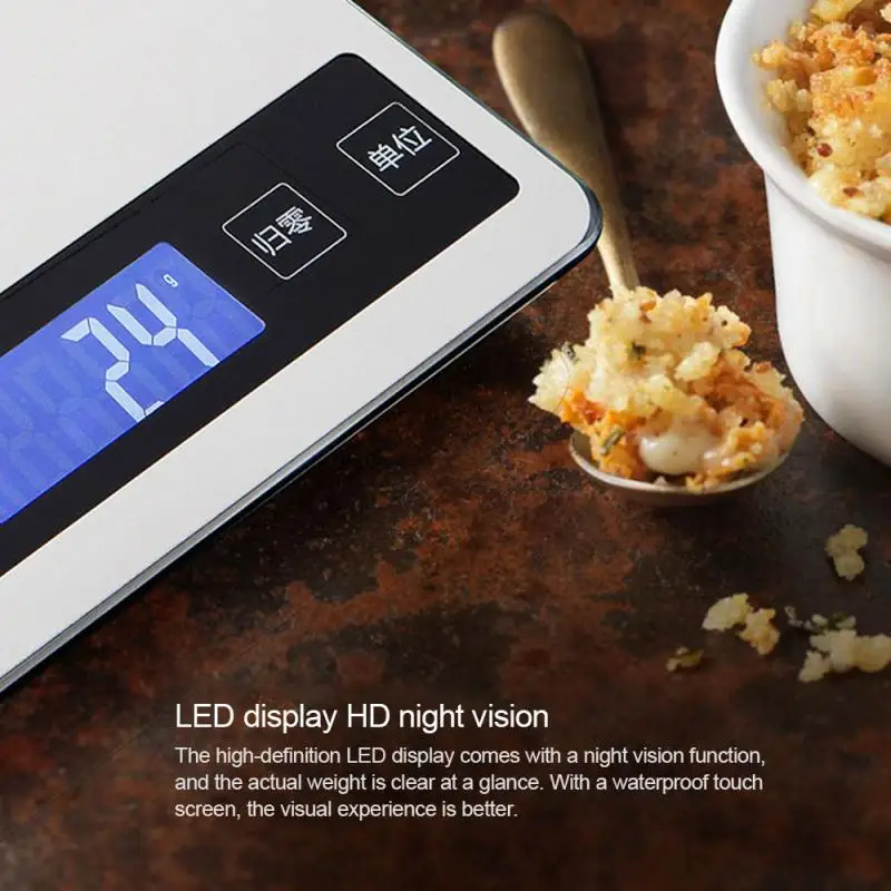 

USB Rechargeable 10kg/5Kg Stainless Steel Precision Digital Weighing Electronic Kitchen Food Diet Scale Baking Measuring Tool