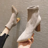 womens short boots suede fashion martins boots autumn and winter high heeled and cashmere boots leather boot ladies ankle boots