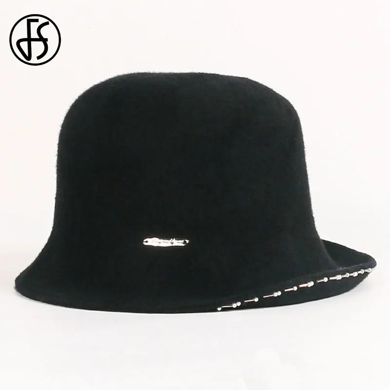 Женская винтажная шляпка-Колокол FS шерстяная шляпка-котелок с широкими полями